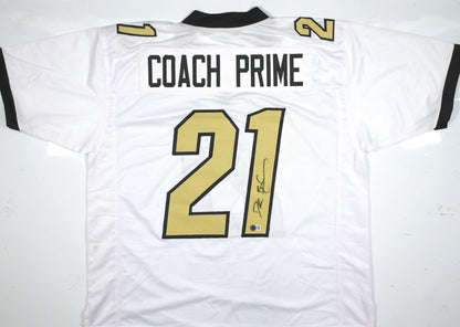 Deion Sanders Autographed Coach Prime White Custom Jersey