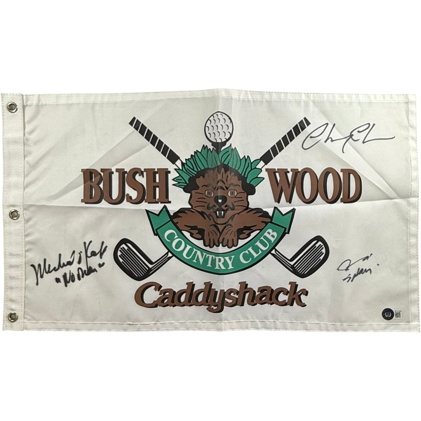 Chevy Chase, Michael O'Keefe & Cindy Morgan Signed Caddyshack Flag