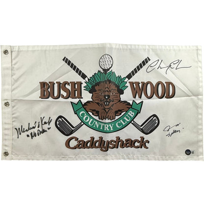 Chevy Chase, Michael O'Keefe & Cindy Morgan Signed Caddyshack Flag
