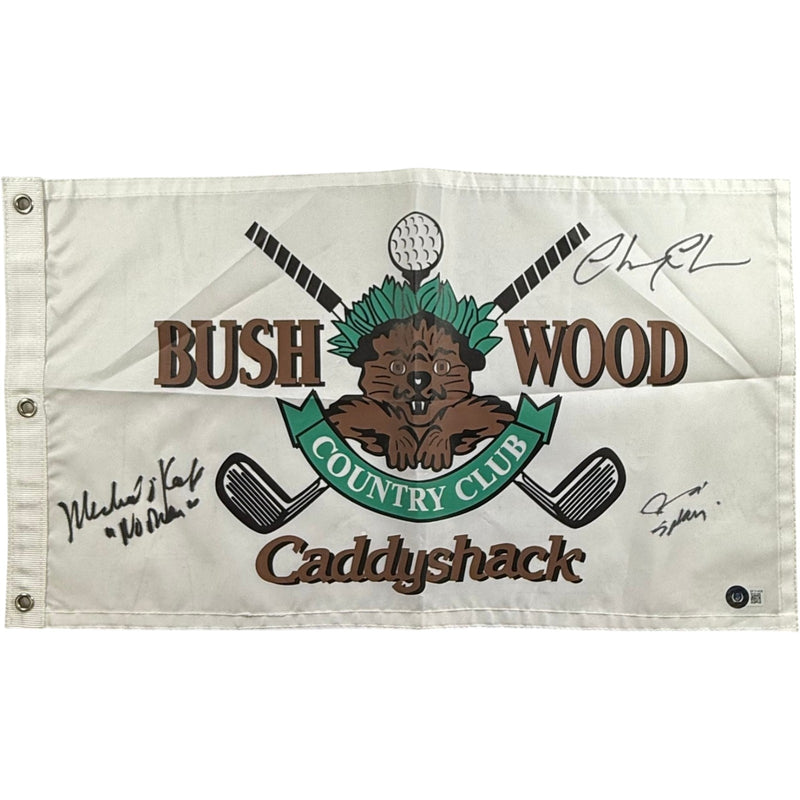Chevy Chase, Michael O'Keefe & Cindy Morgan Signed Caddyshack Flag