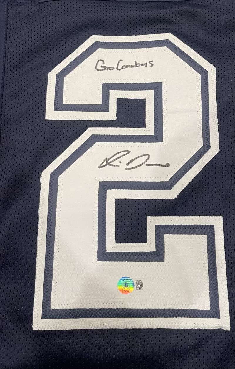 Rico Dowdle Signed Dallas Cowboys Custom Jersey (Beckett COA)