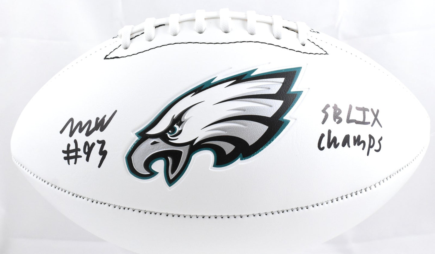 Milton Williams Signed Philadelphia Eagles Logo Football - SB Champs