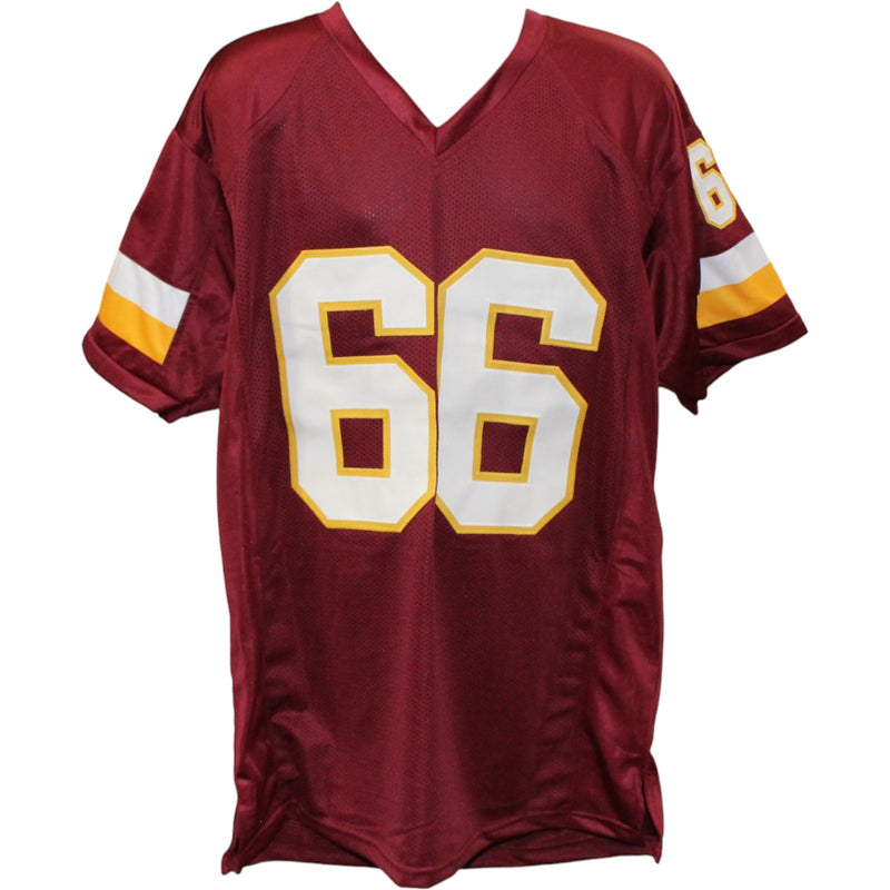 Joe Jacoby Signed Custom Red Football Jersey (HTTR Inscription)