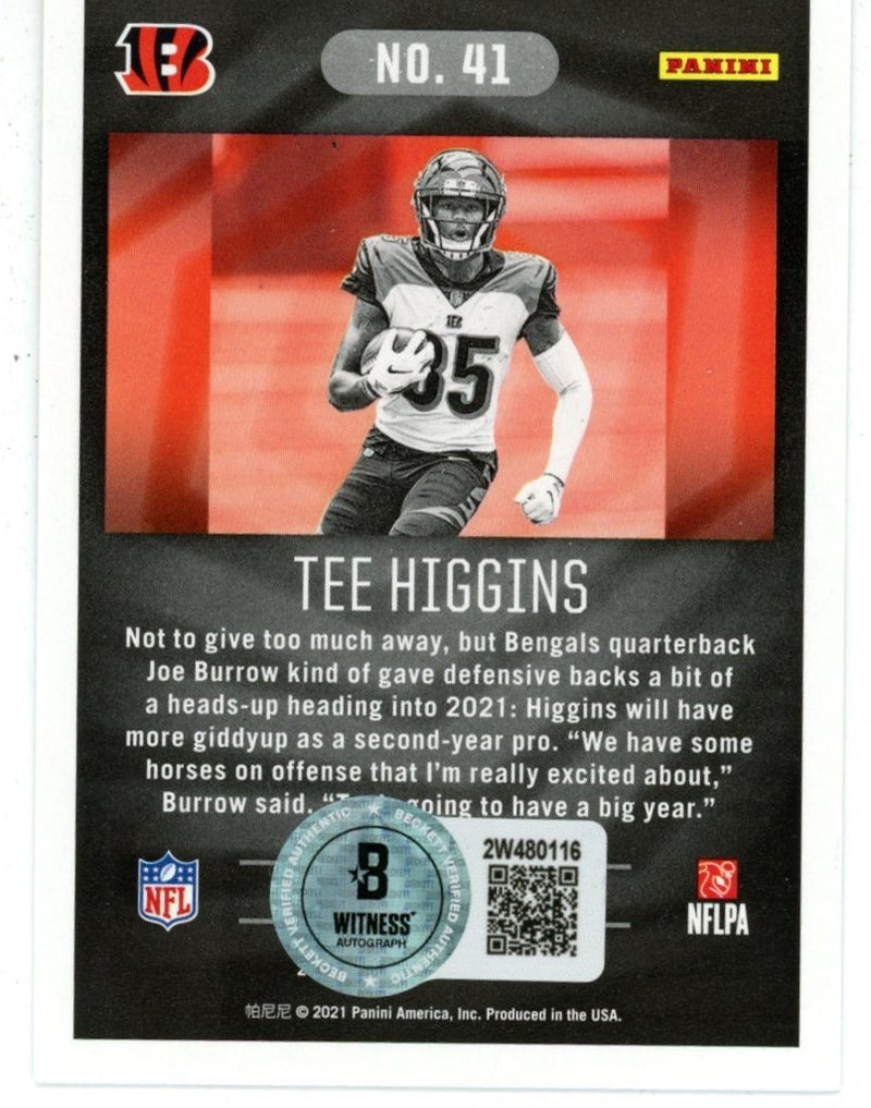 Tee Higgins Signed 2021 Panini Cincinnati Bengals Trading Card