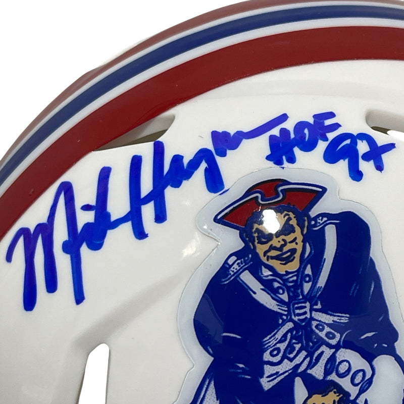 Mike Haynes Signed Patriots Throwback Mini Helmet HOF 97 BAS COA