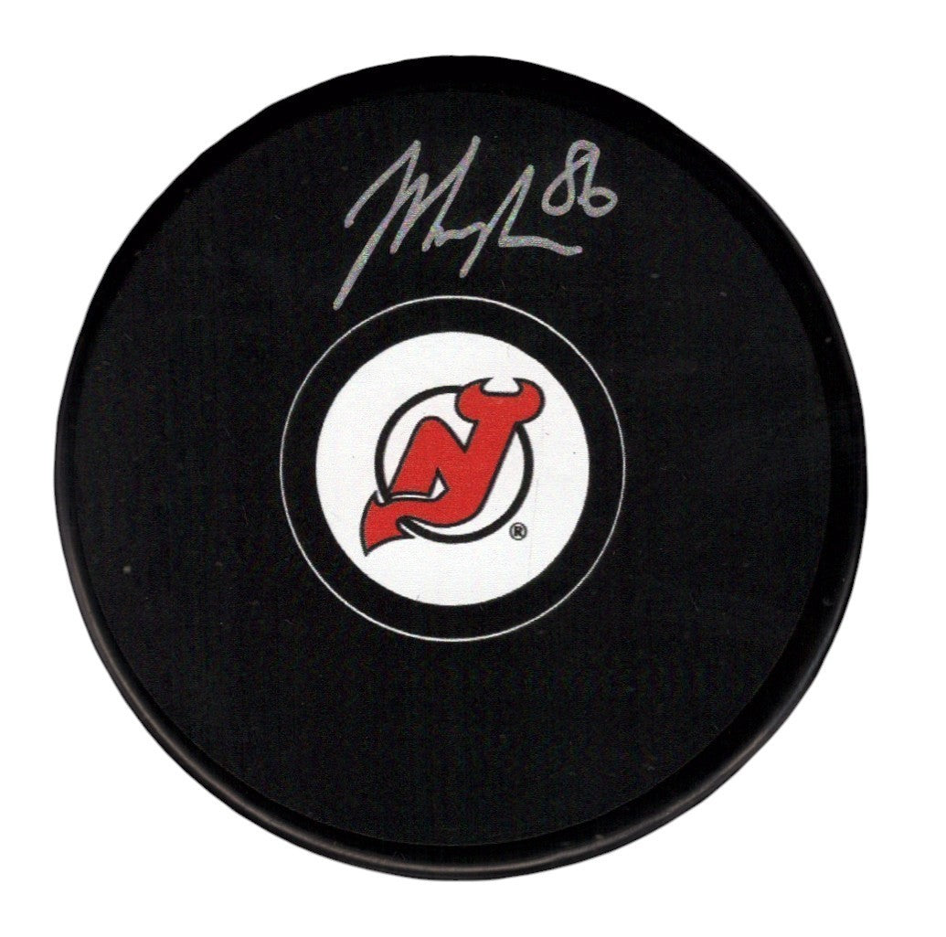 Jack Hughes Signed New Jersey Devils Logo Puck