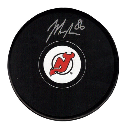 Jack Hughes Signed New Jersey Devils Logo Puck