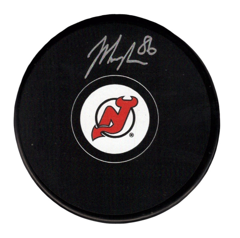 Jack Hughes Signed New Jersey Devils Logo Puck