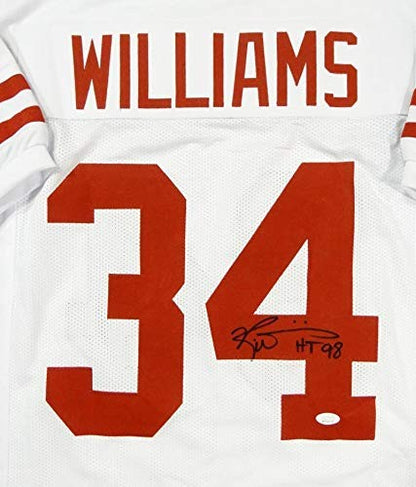 Ricky Williams Signed White College Style Jersey - HT 98 Inscription