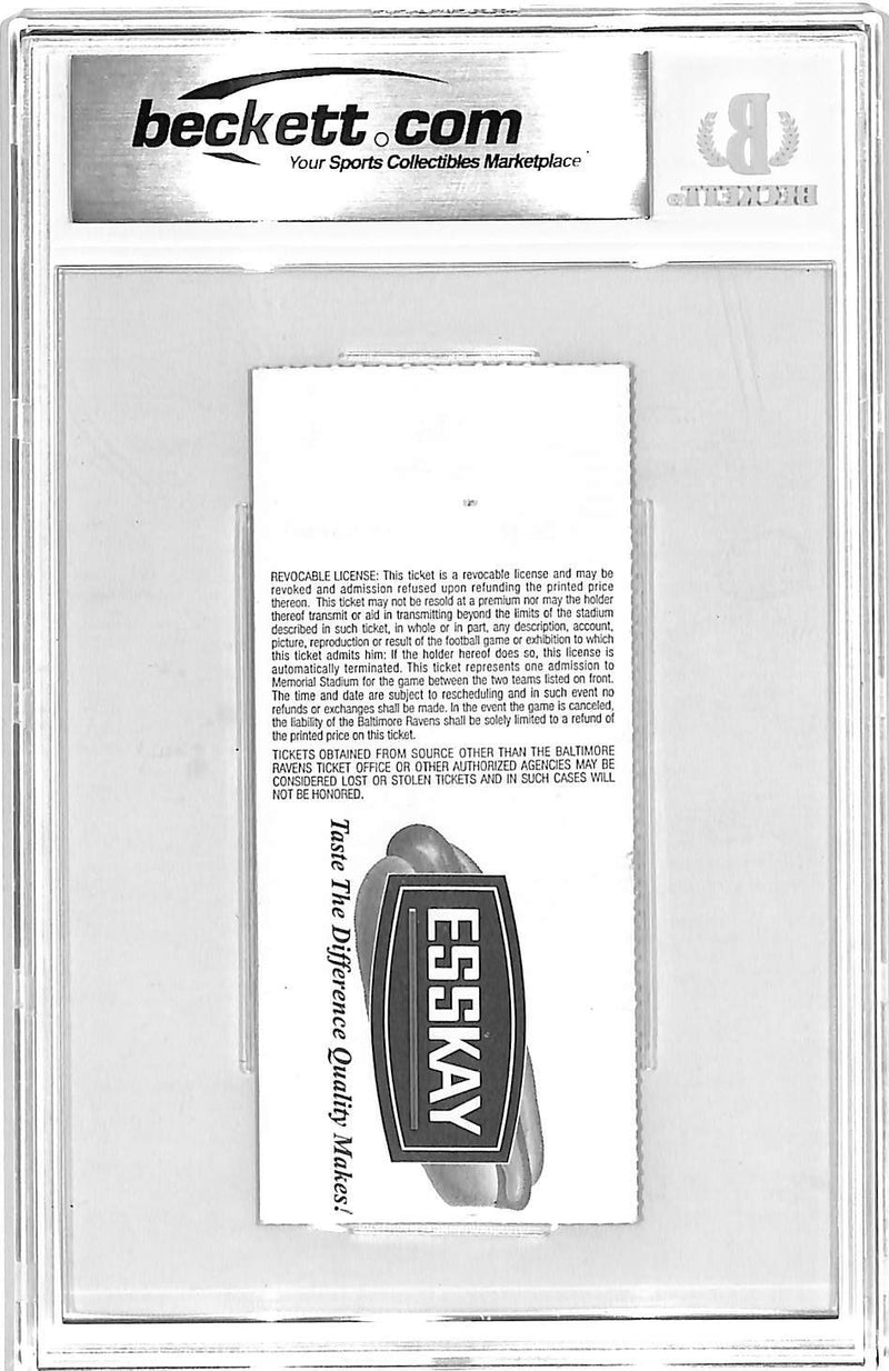 Ray Lewis Signed Baltimore Ravens 12/22/96 Ticket Stub (Beckett Slab)