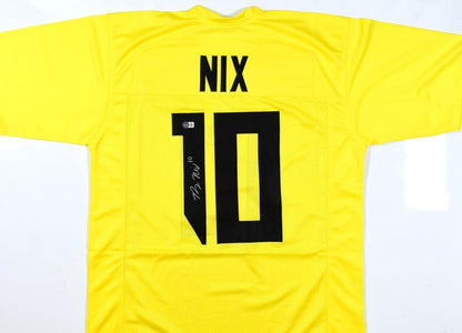 Bo Nix Autographed Yellow Custom College Style Jersey