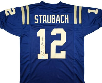 Roger Staubach Autographed Navy College Style Jersey - Black