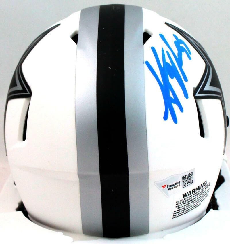 Leighton Vander Esch Signed Dallas Cowboys Lunar Mini Helmet