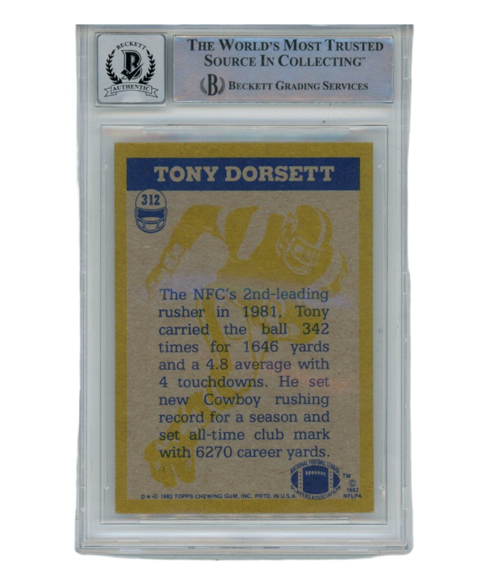 Tony Dorsett Autographed 1982 Topps Action #312 Trading Card (BAS)