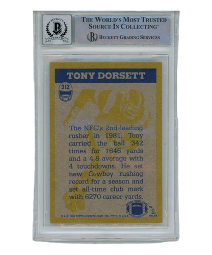 Tony Dorsett Autographed 1982 Topps Action #312 Trading Card (BAS)