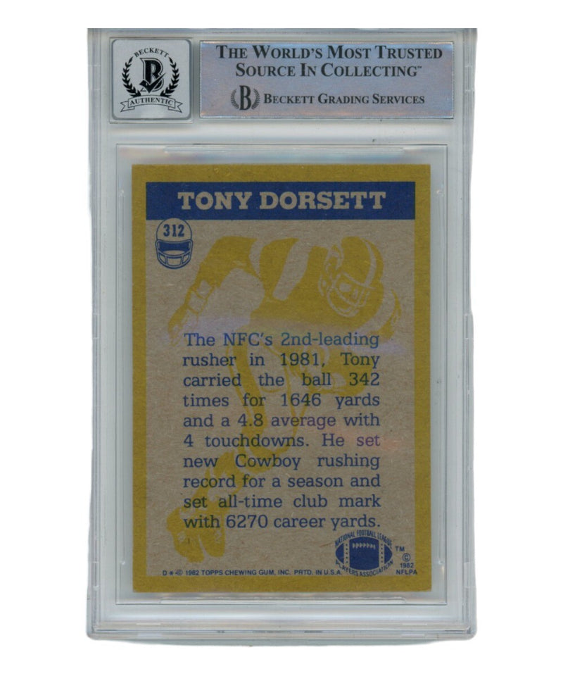 Tony Dorsett Autographed 1982 Topps Action #312 Trading Card (BAS)
