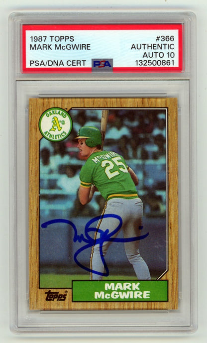 Mark McGwire Oakland Athletics Signed 1987 Topps Rookie Card PSA 10 Auto