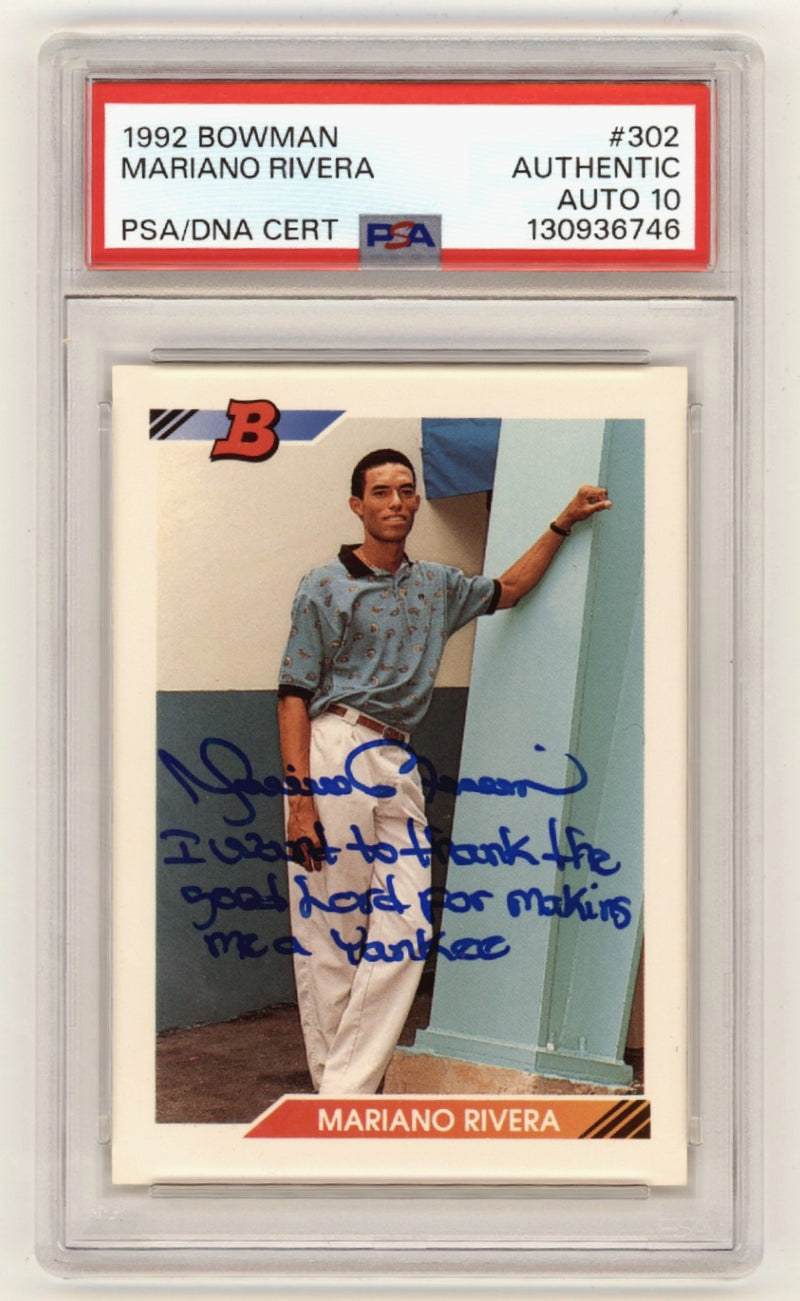 Mariano Rivera Signed 1992 Bowman #302 Rookie Card PSA 10 Auto