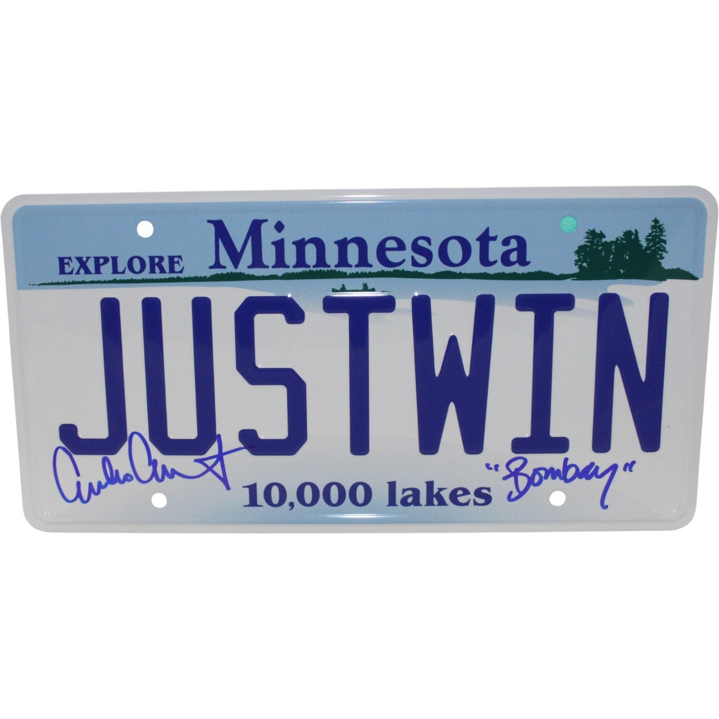 Emilio Estevez Autographed The Mighty Ducks License Plate (Bombay Inscription)