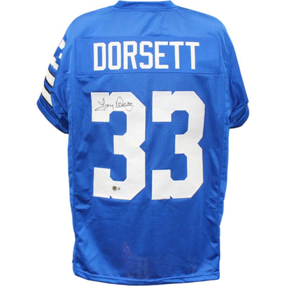 Tony Dorsett Autographed Blue Custom Jersey (Beckett COA)