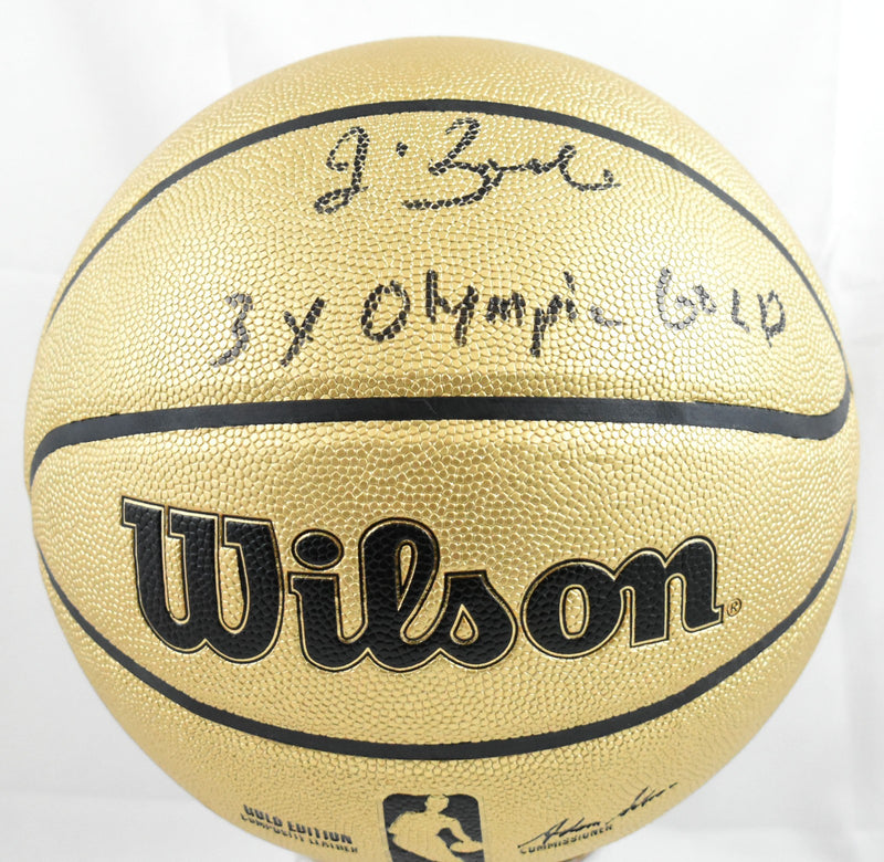 Jim Boeheim Autographed Wilson Gold Basketball Inscribed 3x Olympic Gold