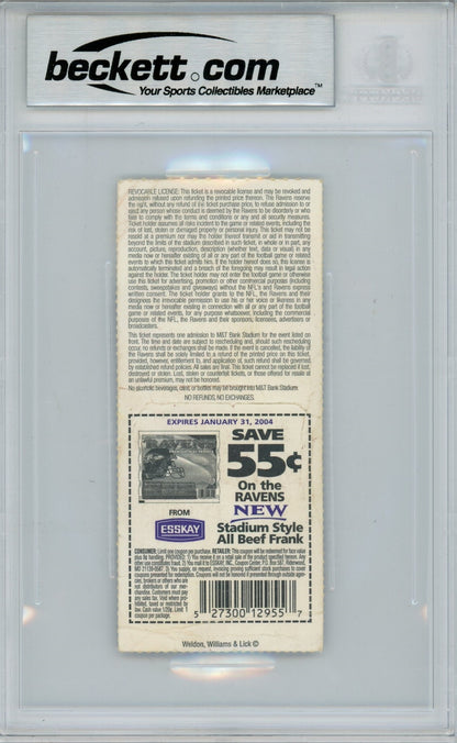 Ray Lewis Autographed Baltimore Ravens Ticket Stub (11/2/03) BAS Slabbed