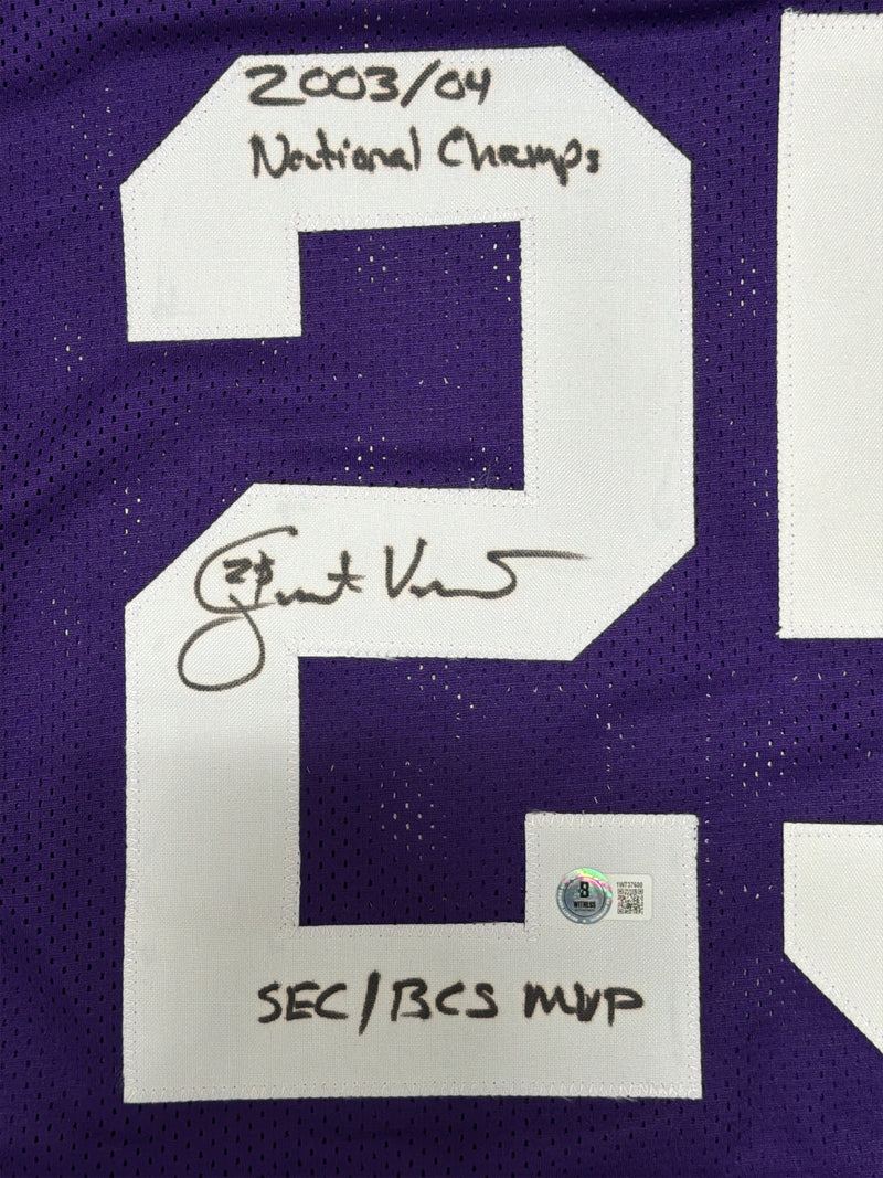 Justin Vincent Autographed LSU Tigers Custom Jersey with Inscriptions