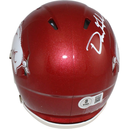 Dre Greenlaw Arkansas Razorbacks Autographed Mini Helmet (BAS Witnessed)