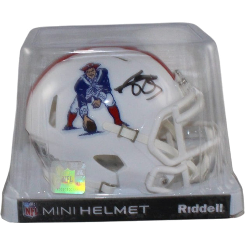 AJ Brown Signed New England Patriots Throwback Mini Helmet