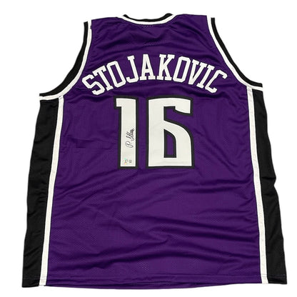 Peja Stojakovic Signed Sacramento Kings Custom Basketball Jersey (Beckett)