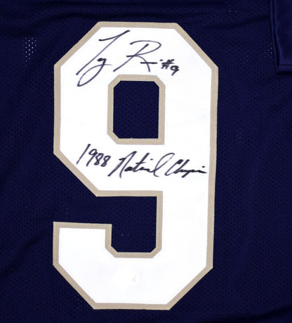 Tony Rice Signed Notre Dame Style Navy Blue Jersey