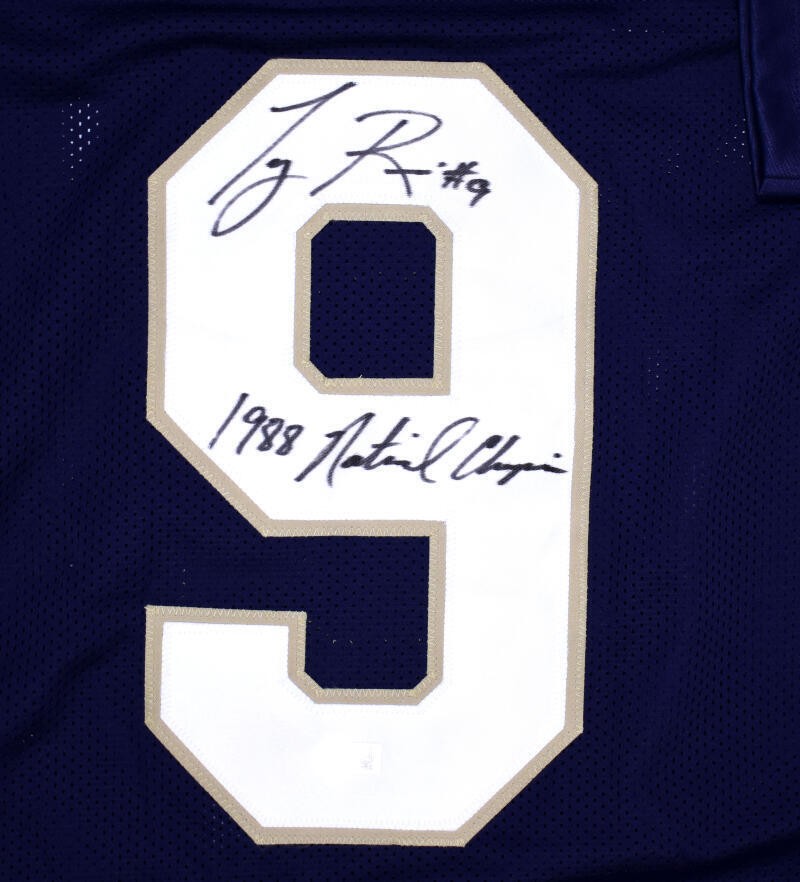 Tony Rice Signed Notre Dame Style Navy Blue Jersey