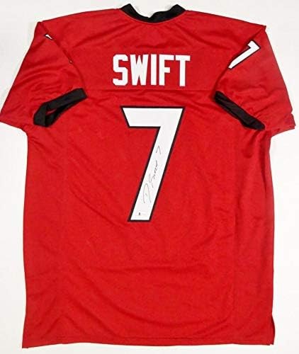 D'Andre Swift Autographed Red Custom College Style Jersey