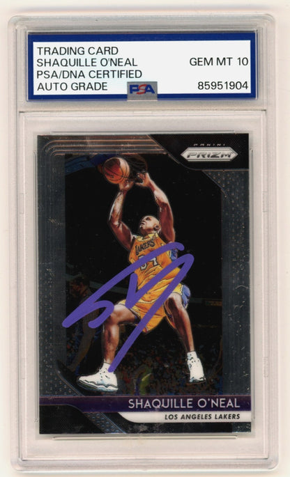 Shaquille O'Neal Signed 2018-19 Panini Prizm #35 Lakers Card PSA 10 Auto