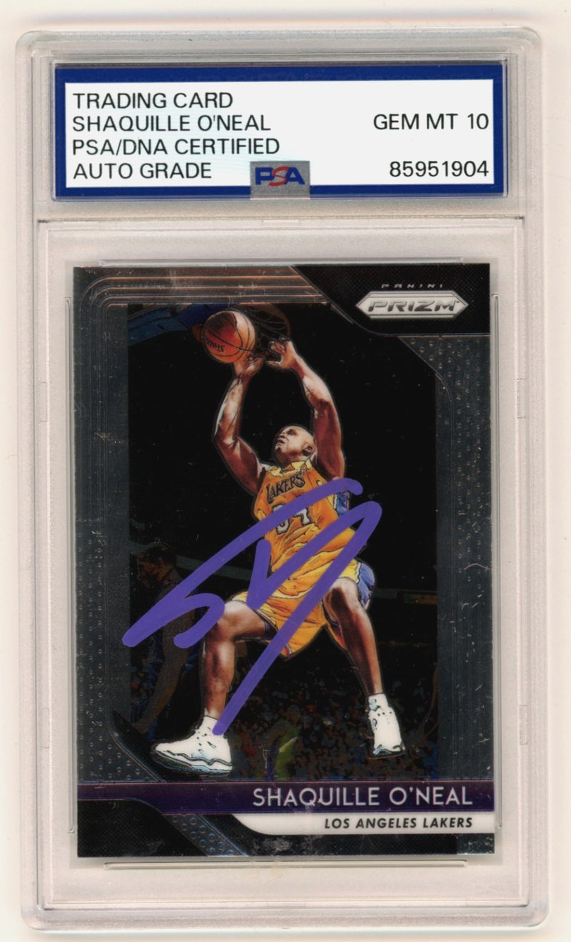 Shaquille O'Neal Signed 2018-19 Panini Prizm #35 Lakers Card PSA 10 Auto