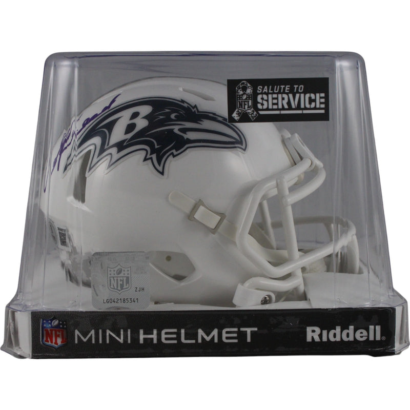 Ed Reed Signed Baltimore Ravens 2024 Salute to Service Mini Helmet