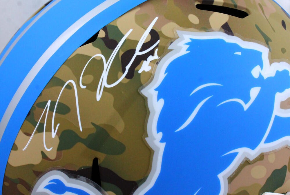 TJ Hockenson Signed Detroit Lions Full Size Camo Helmet