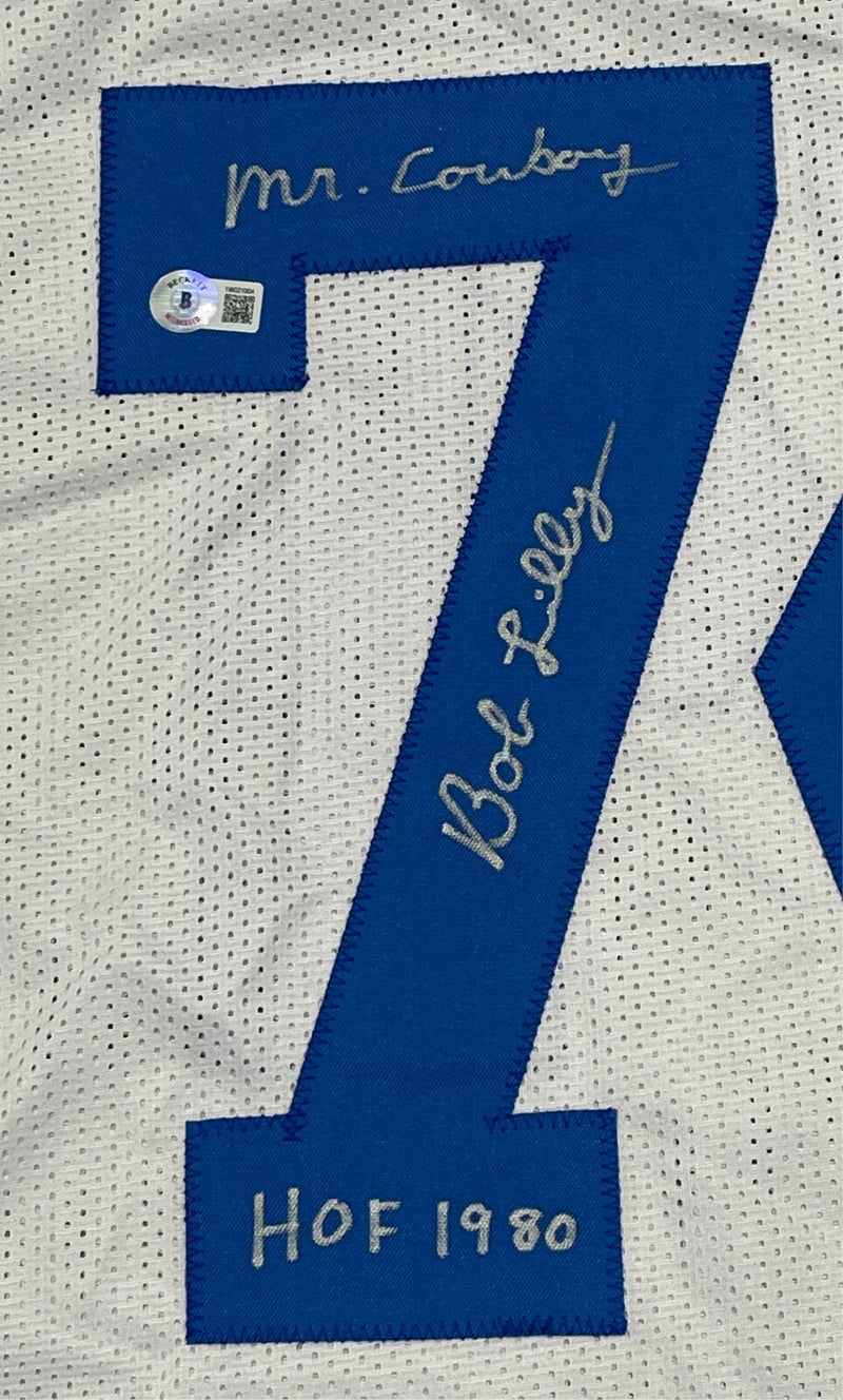 Bob Lilly Signed Dallas Cowboys Custom Jersey with 2 Inscriptions BAS COA