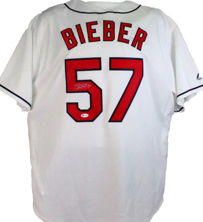 Shane Bieber Autographed Cleveland Indians White Majestic Jersey