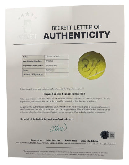 Roger Federer Autographed PENN Tennis Ball (Beckett BAS COA)