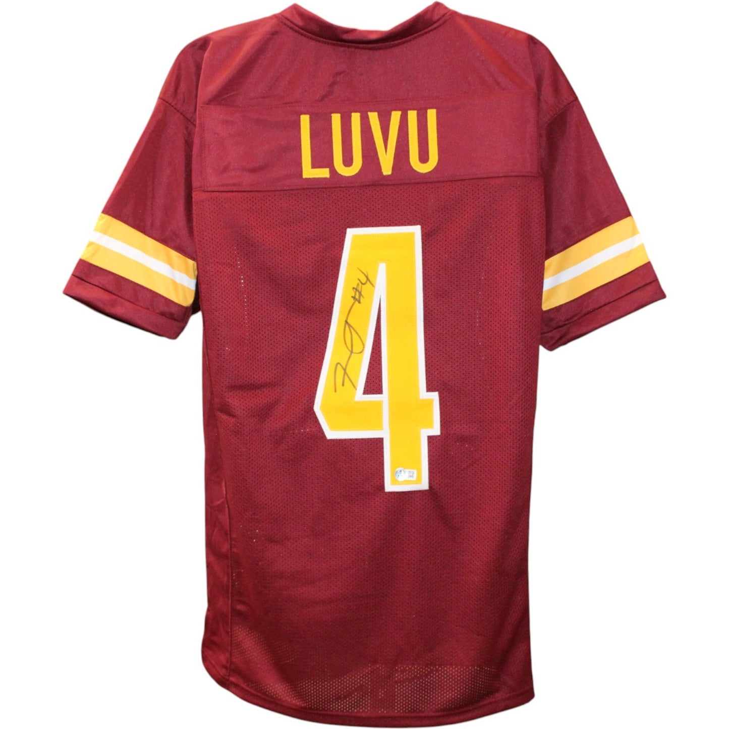 Frankie Luvu Signed Pro Style Red Football Jersey (Beckett Witness)