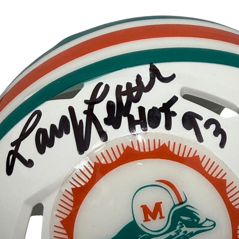Larry Little Miami Dolphins Signed Throwback Mini Helmet (HOF 93)