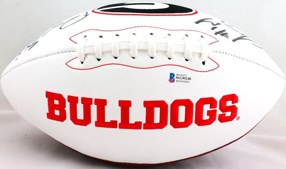 Roquan Smith & Sony Michel Signed Georgia Bulldogs Logo Football