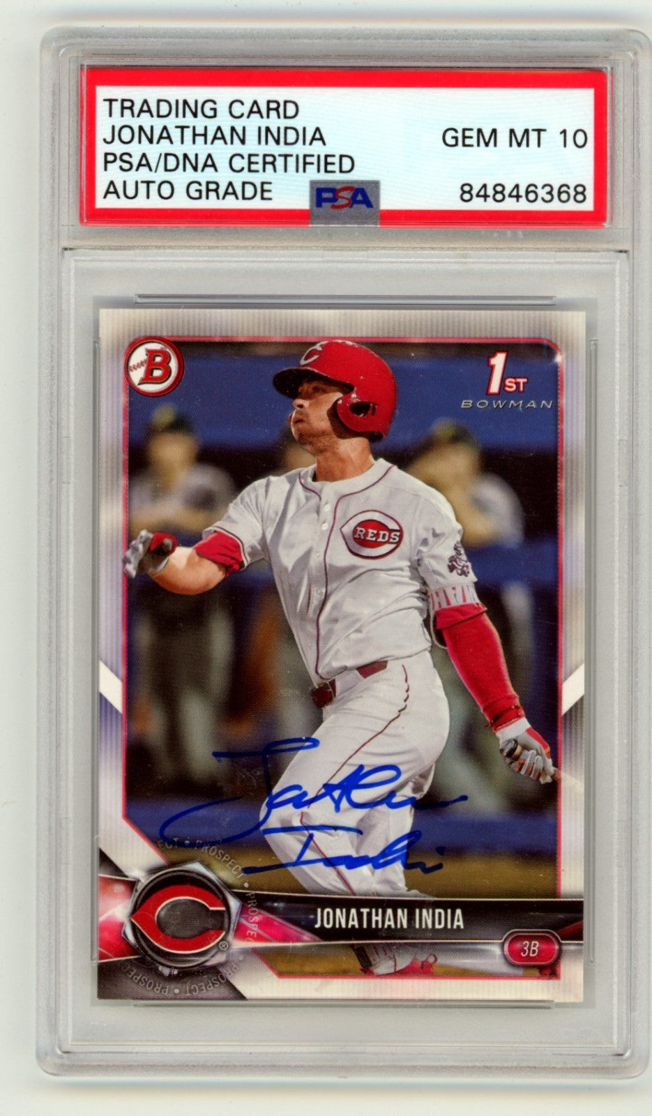 Jonathan India Signed 2018 Bowman Draft 1st Bowman RC PSA 10 Auto