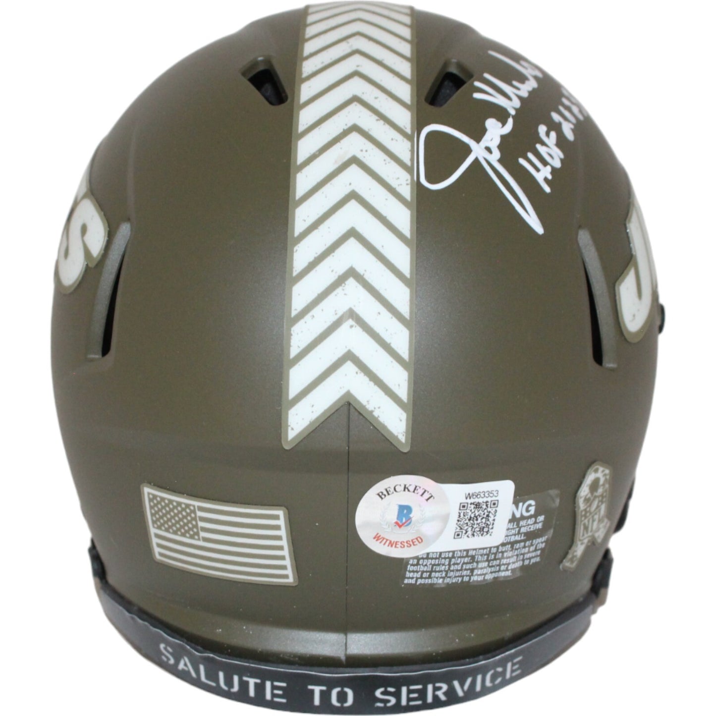 Joe Klecko Signed New York Jets Salute to Service Mini Helmet Beckett BAS
