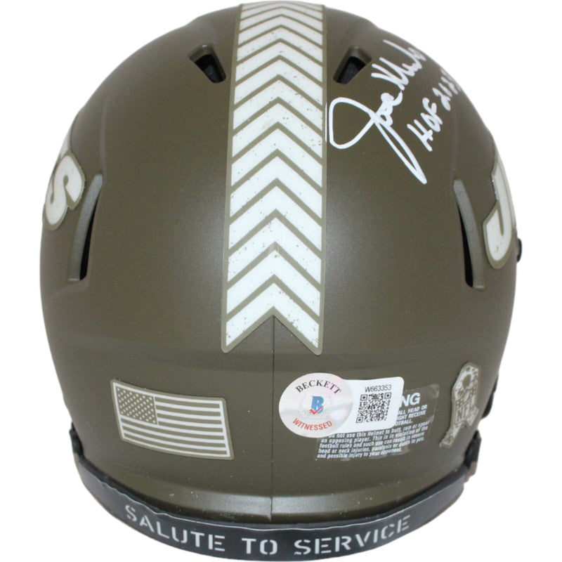 Joe Klecko Signed New York Jets Salute to Service Mini Helmet Beckett BAS