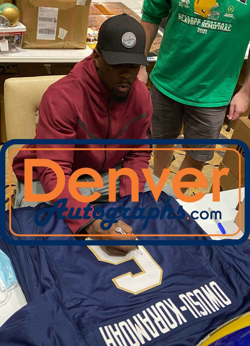 Jeremiah Owusu-Koramoah Autographed Notre Dame Style Custom Jersey