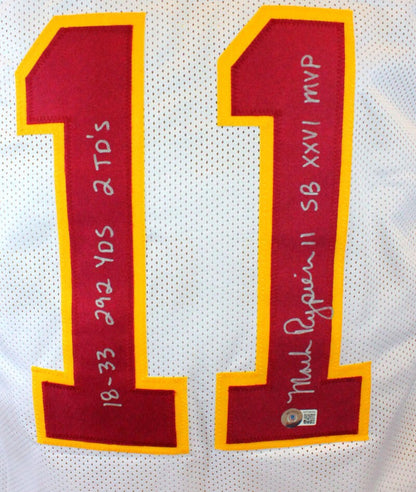 Mark Rypien Autographed White Custom Jersey with 2 Inscriptions