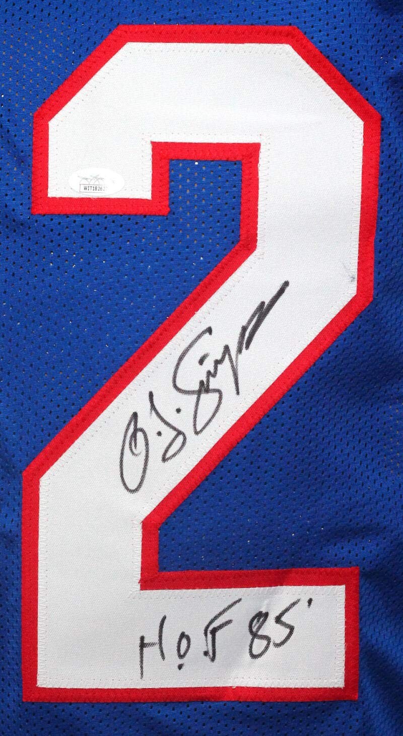 O.J. Simpson Signed Blue Custom Football Jersey with HOF Inscription