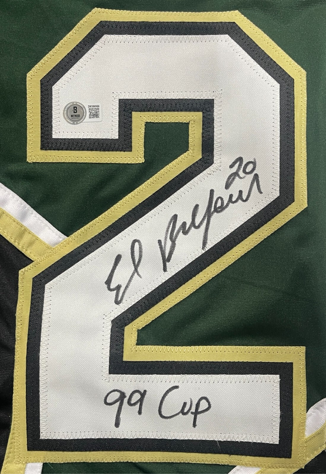 Ed Belfour Signed Dallas Stars Custom Hockey Jersey (99 Cup)